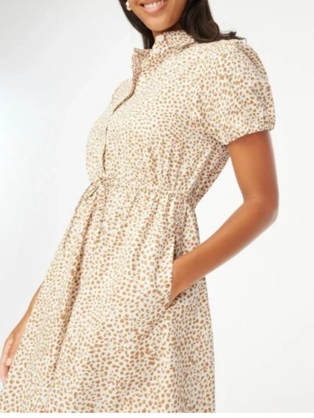 NWOT J. Crew Short Sleeve Mini Dress in Tan/White Cheetah Print - Size 8